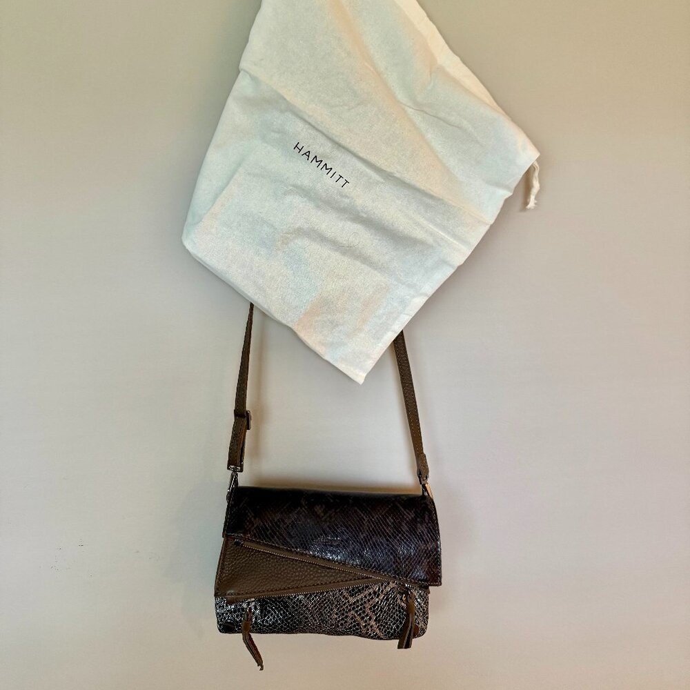 Hammitt New Dillon Small Crossbody Olivine Dark Snake Black Silver Brown Leather